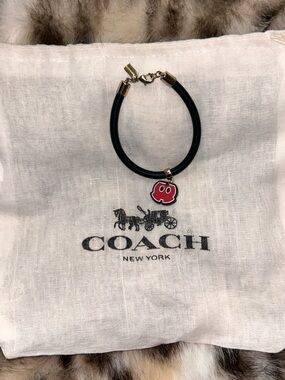 Coach x Mickey Mouse Shorts Charm With Black Leather Cord - Collectible Bracelet